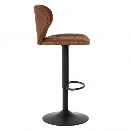 Taburete regulable CAURA - polipiel Marrón - metal Negro