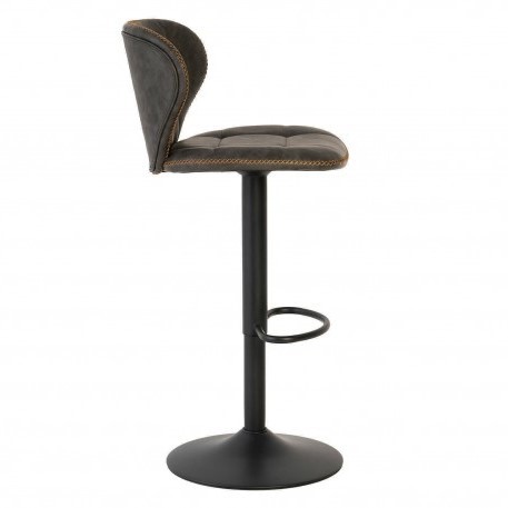 Taburete regulable CAURA - polipiel Gris - metal Negro