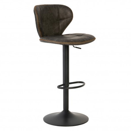 Taburete regulable CAURA – polipiel Gris – metal Negro Taburete regulable CAURA – polipiel Gris – metal Negro