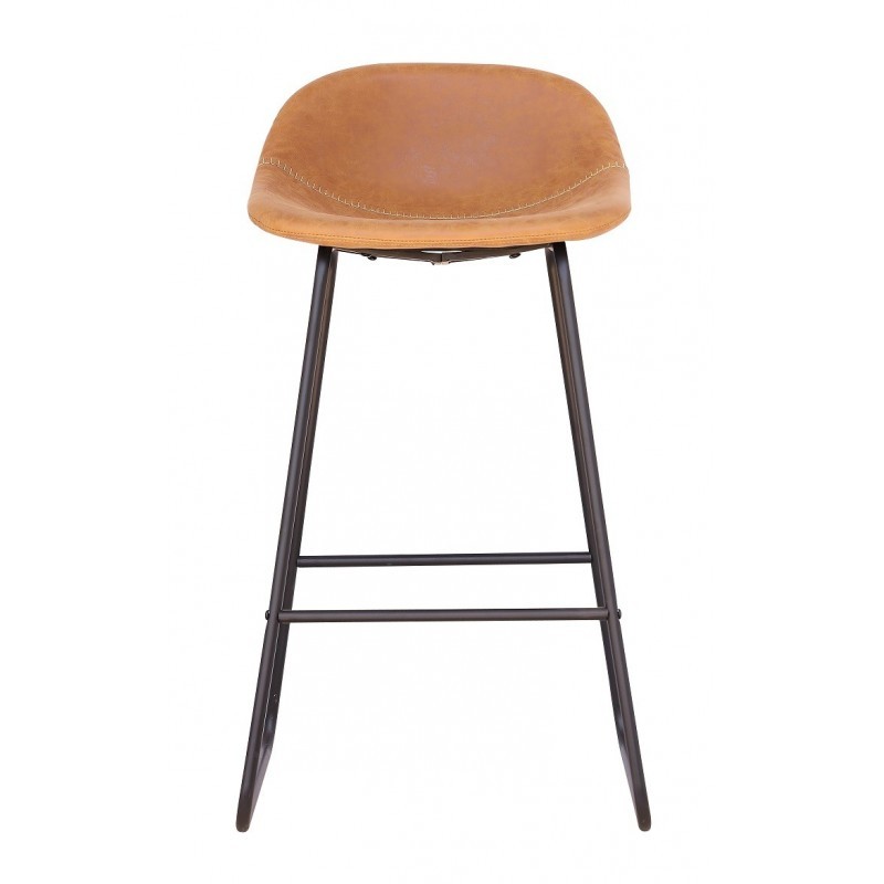 Taburete alto EDWIN H74 - similpiel Marrón claro - metal Negro