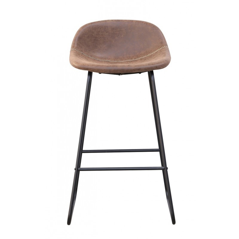 Taburete alto EDWIN H74 - similpiel Marrón oscuro - metal Negro