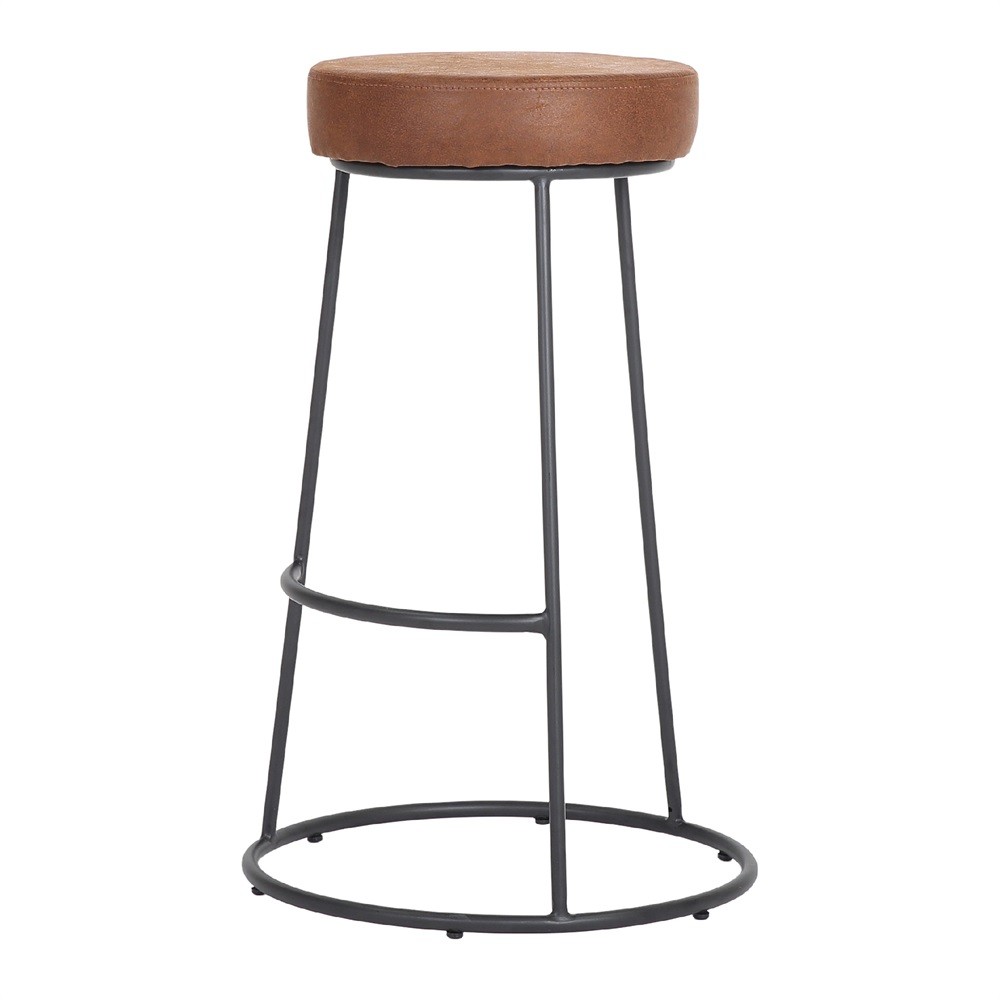 Taburete alto GANZO H75 – símil piel Marrón – metal Negro