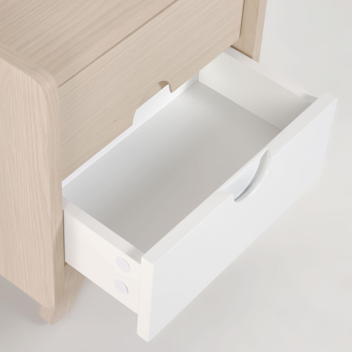 Mesita de noche EVA - madera fresno - MDF Blanco