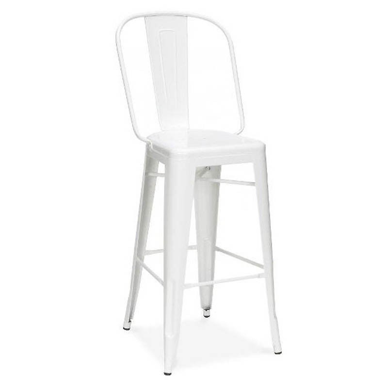 Taburete alto con respaldo TOLIX H76 Style – metal Blanco