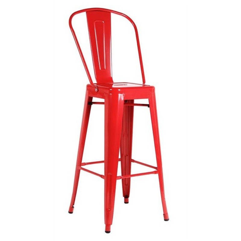 Taburete alto con respaldo TOLIX H76 Style – metal Rojo Taburete alto con respaldo TOLIX H76 Style – metal Rojo