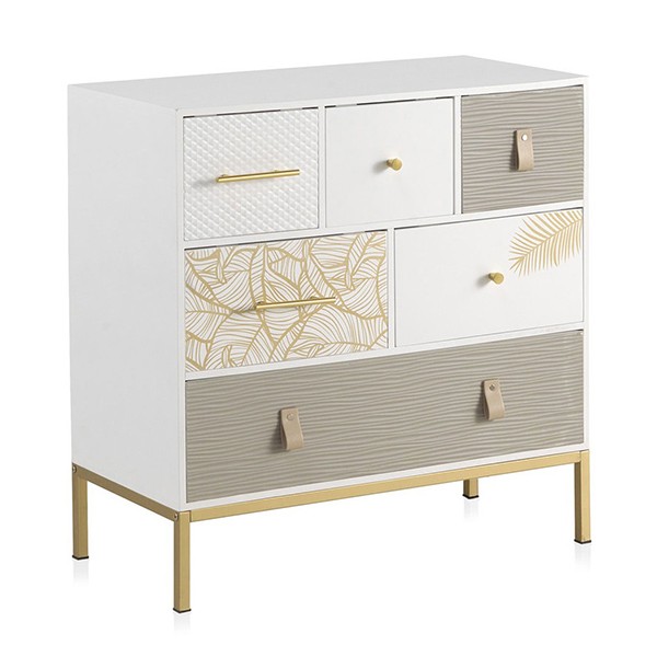 Cómoda con 6 cajones SHEET – DM Blanco – metal Dorado