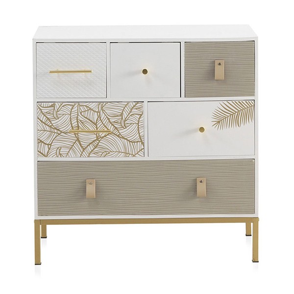 Cómoda con 6 cajones SHEET - DM Blanco - metal Dorado