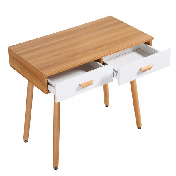 Mesa escritorio FERMAT - DM Natural - metal efecto madera