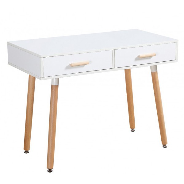 Mesa escritorio FERMAT 100X50 – DM blanco – metal efecto madera