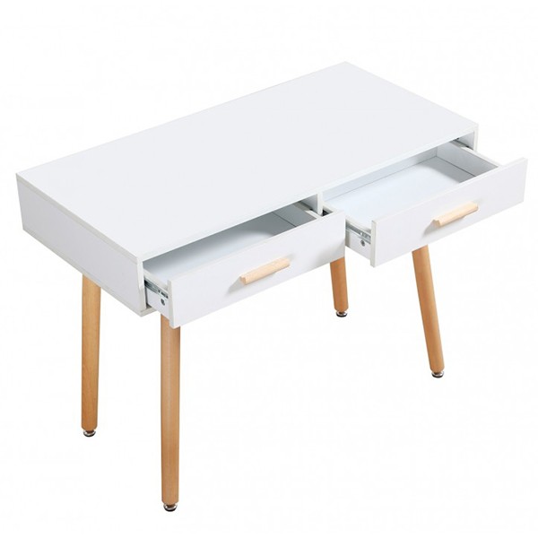 Mesa escritorio FERMAT 100X50 - DM blanco - metal efecto madera