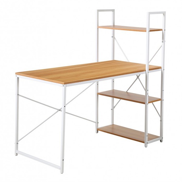 Mesa escritorio y estantería REIMANN 120X60 – DM natural – metal Blanco