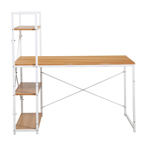 Mesa escritorio y estantería REIMANN 120X60 - DM natural - metal Blanco