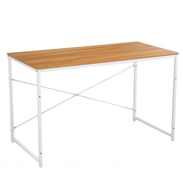 Mesa escritorio REIMANN 120X60 – DM natural – metal Blanco