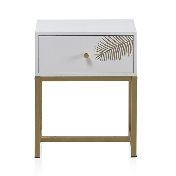 Mesita de noche SHEET 50x40 - DM Blanco - metal Dorado