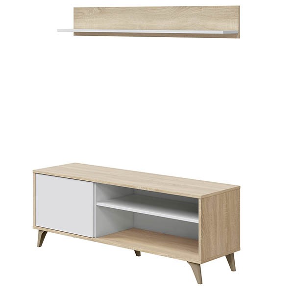 Conjunto de comedor KOMAD 135X50 – melamina Roble y Blanca