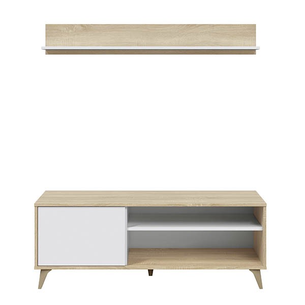 Conjunto de comedor KOMAD 135X50 - melamina Roble y Blanca