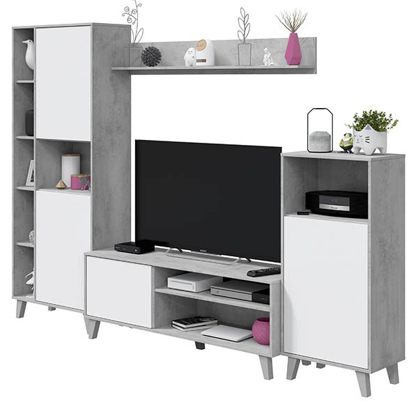 Conjunto de comedor PRUSTAK 260×40 – melamina Blanca y Gris