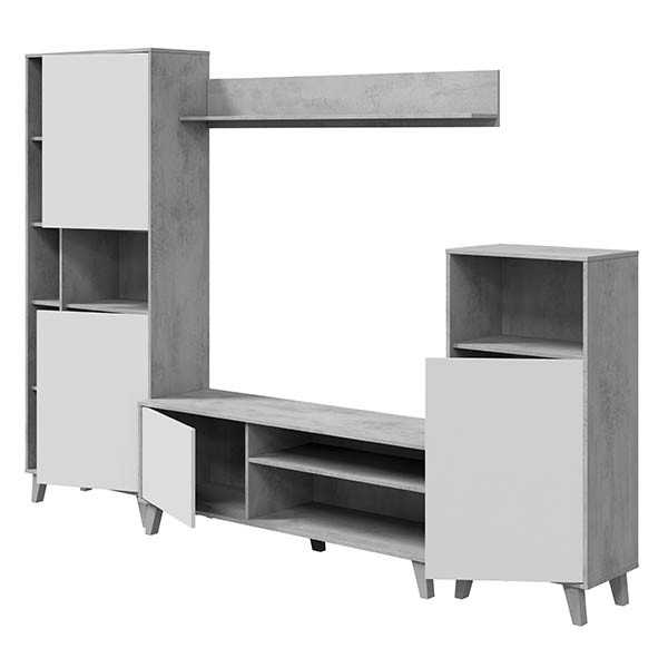 Conjunto de comedor PRUSTAK 260x40 - melamina Blanca y Gris