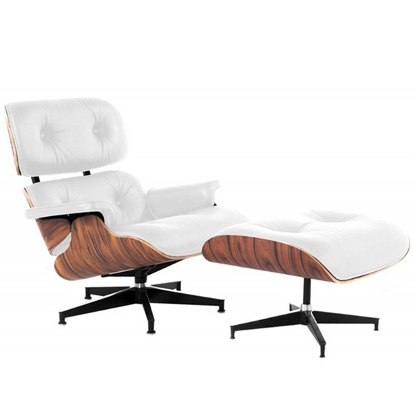 Sillón y ottoman LOUNGE RELAX – similpiel Blanco – Palo Rosa Sillón y ottoman LOUNGE RELAX – similpiel Blanco – Palo Rosa