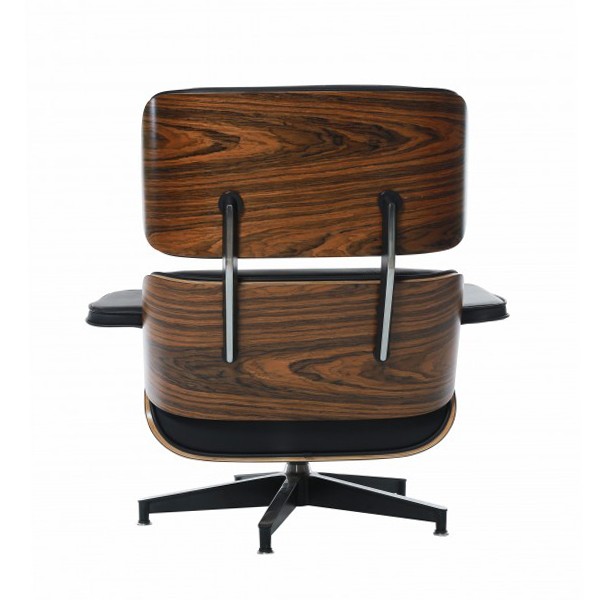 Sillón y ottoman LOUNGE RELAX - piel Negra - Palo Rosa