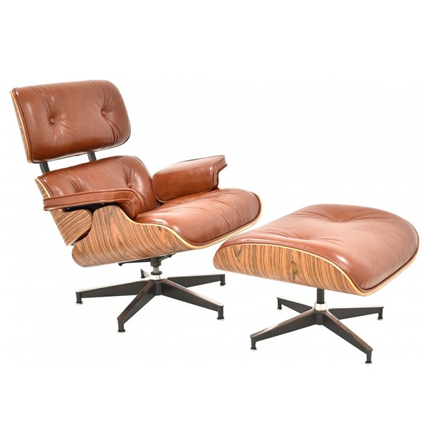 Sillón y ottoman LOUNGE RELAX – piel Marrón – Palo Rosa Sillón y ottoman LOUNGE RELAX – piel Marrón – Palo Rosa