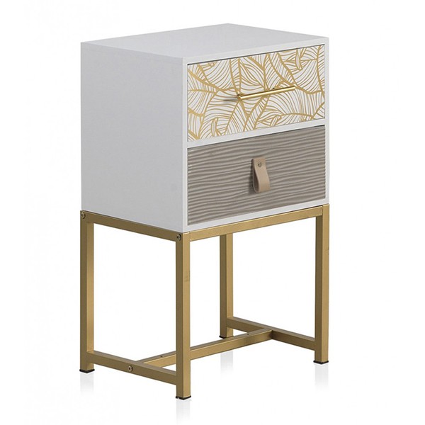 Mesita de noche SHEET 66×40 – DM Blanco – metal Dorado