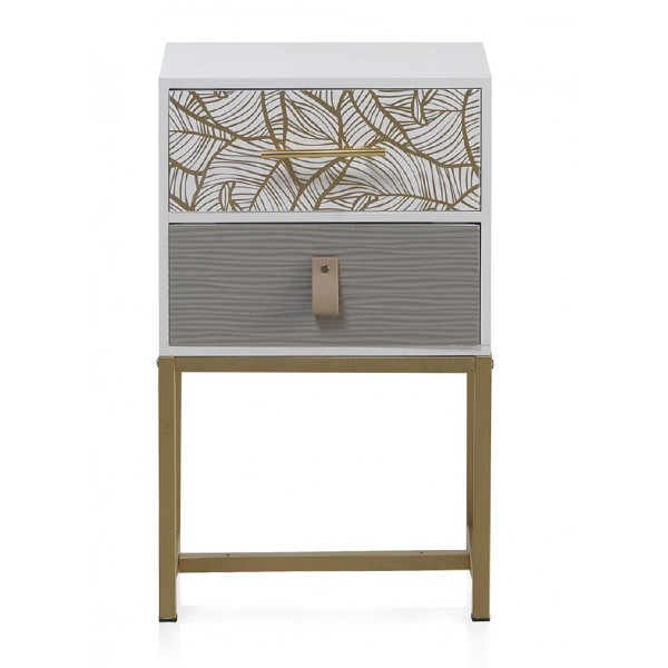 Mesita de noche SHEET 66x40 - DM Blanco - metal Dorado