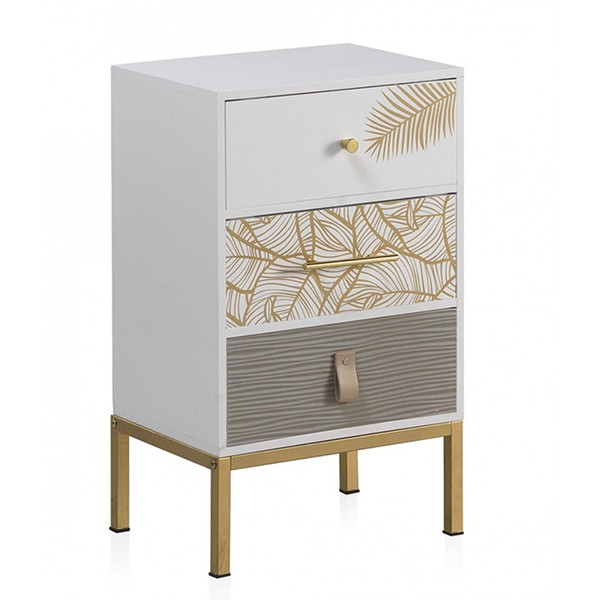 Mesita de noche SHEET 74×40 – DM Blanco – metal Dorado