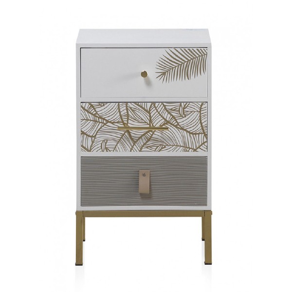 Mesita de noche SHEET 74x40 - DM Blanco - metal Dorado