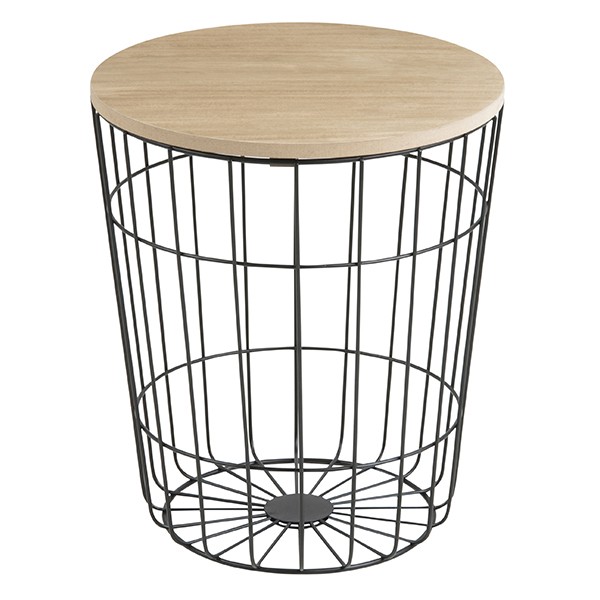 Mesa auxiliar MARBAR – madera – metal Negro