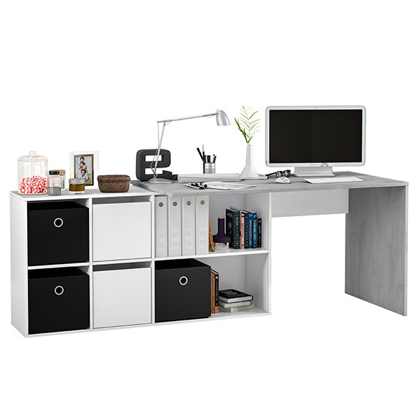 Mesa escritorio SIMA 203X66 – melamina Blanco y Gris