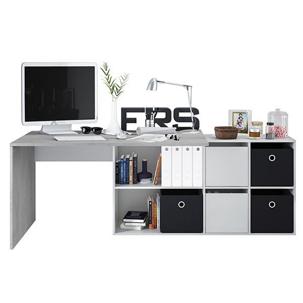 Mesa escritorio SIMA 203X66 - melamina Blanco y Gris