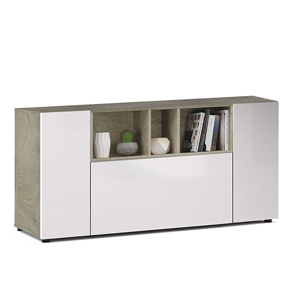 Aparador CREDENZA 150x76 - melamina Roble y Blanco