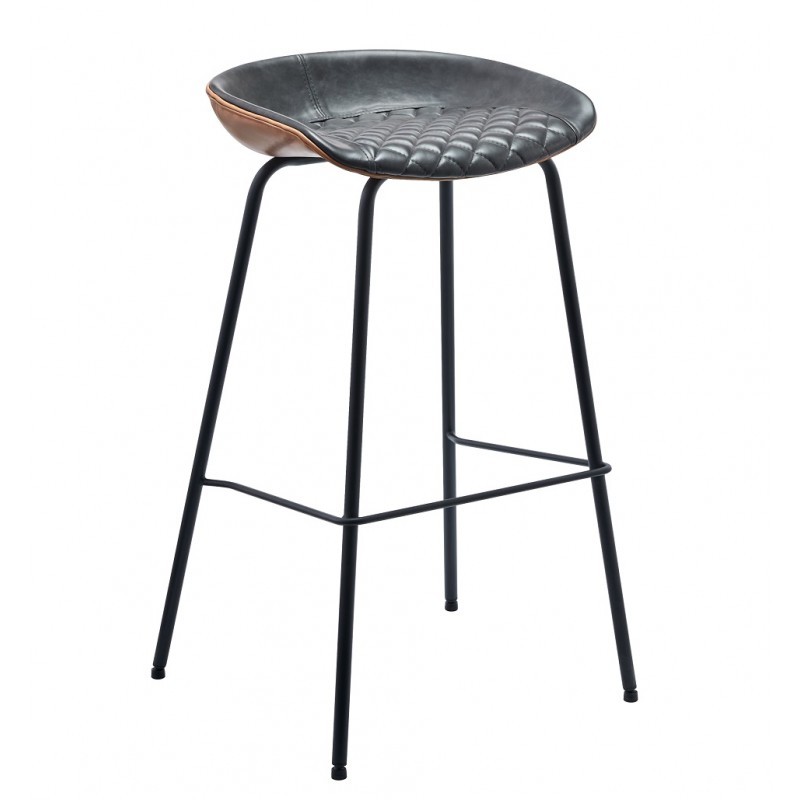 Taburete alto GLEND H77 – similpiel Marrón y Negro