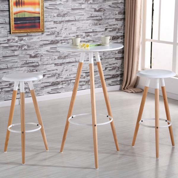 Taburete alto OSYLIA H78 - madera y plástico Blanco