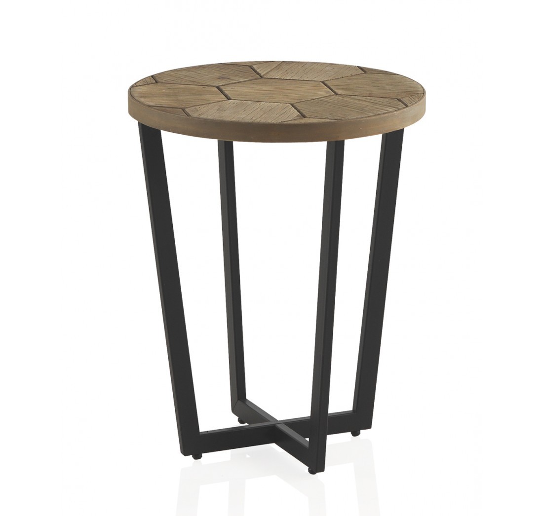 Mesa auxiliar HONEY H55 – madera Fresno – metal Negro