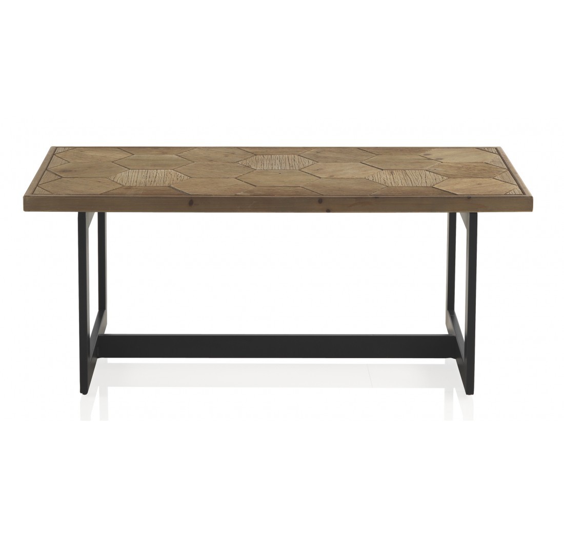Mesa de centro HONEY 123x60 - madera Fresno - metal Negro