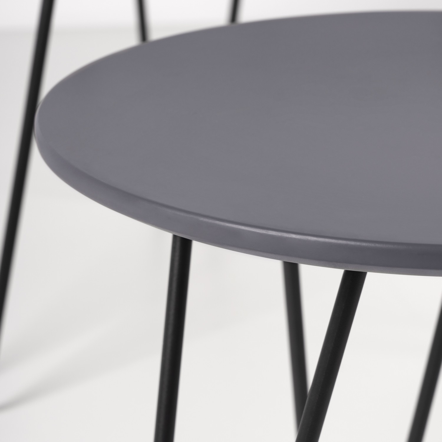 Set de tres mesas de centro ANTBAR - madera Blanco, Azul y Gris - metal Negro