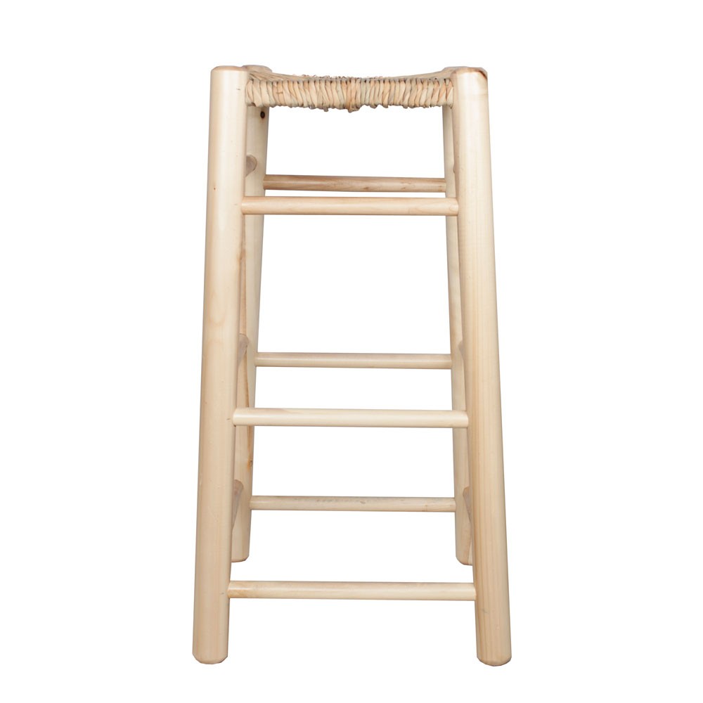 Taburete alto XANDRIA H72 – madera de Chopo – tejido de Enea – color Natural Taburete alto XANDRIA H72 – madera de Chopo – tejido de Enea – color Natural