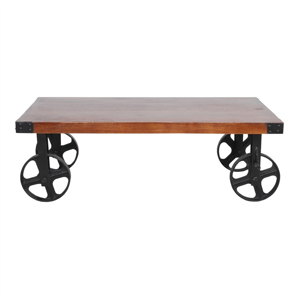 Mesa de centro ROCO - hierro forjado - madera envejecida