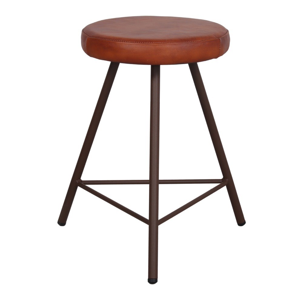 Taburete bajo CRICA H51 – metal Óxido – cuero