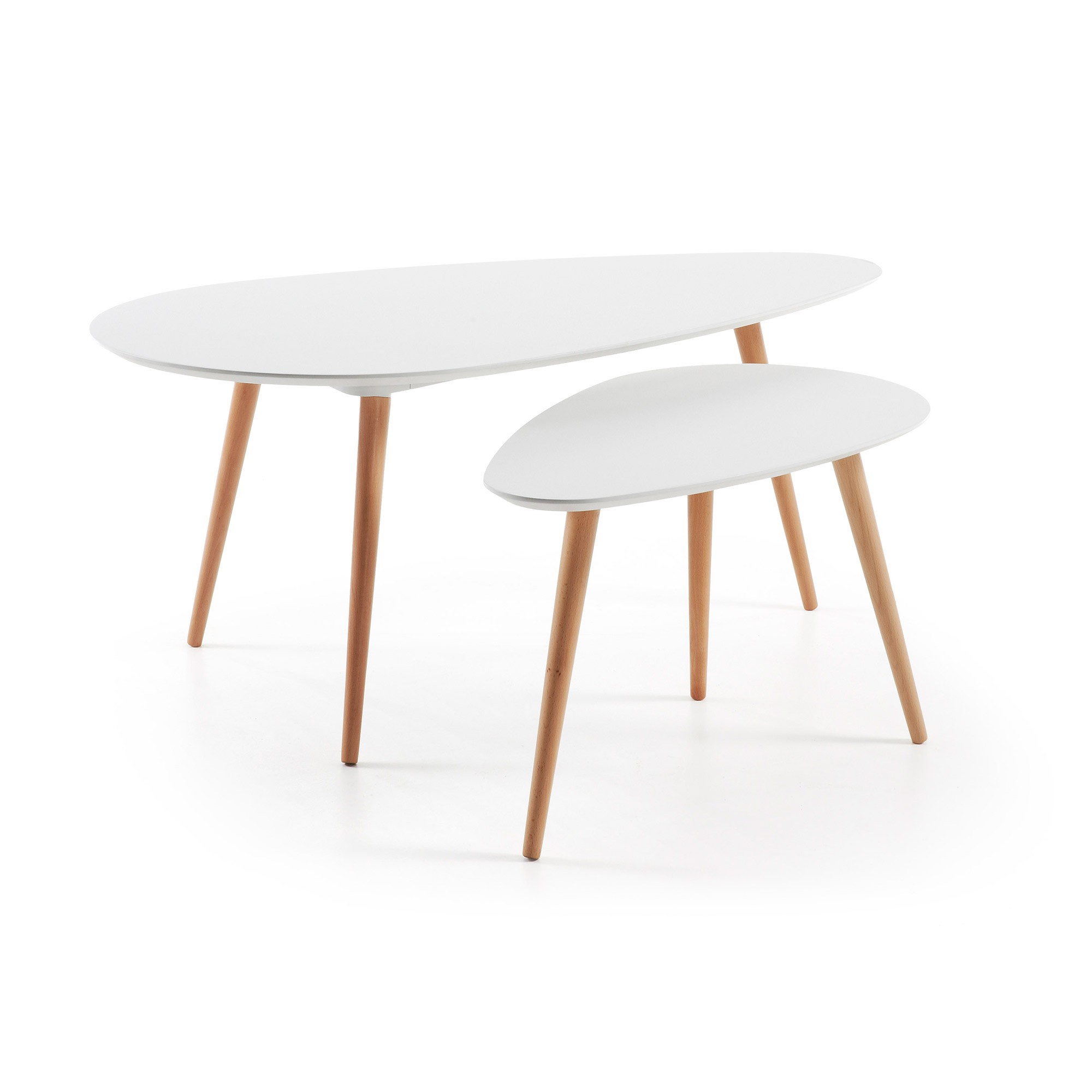 Set de dos mesas de centro BERLIN – DM lacado Blanco – madera Roble Set de dos mesas de centro BERLIN – DM lacado Blanco – madera Roble