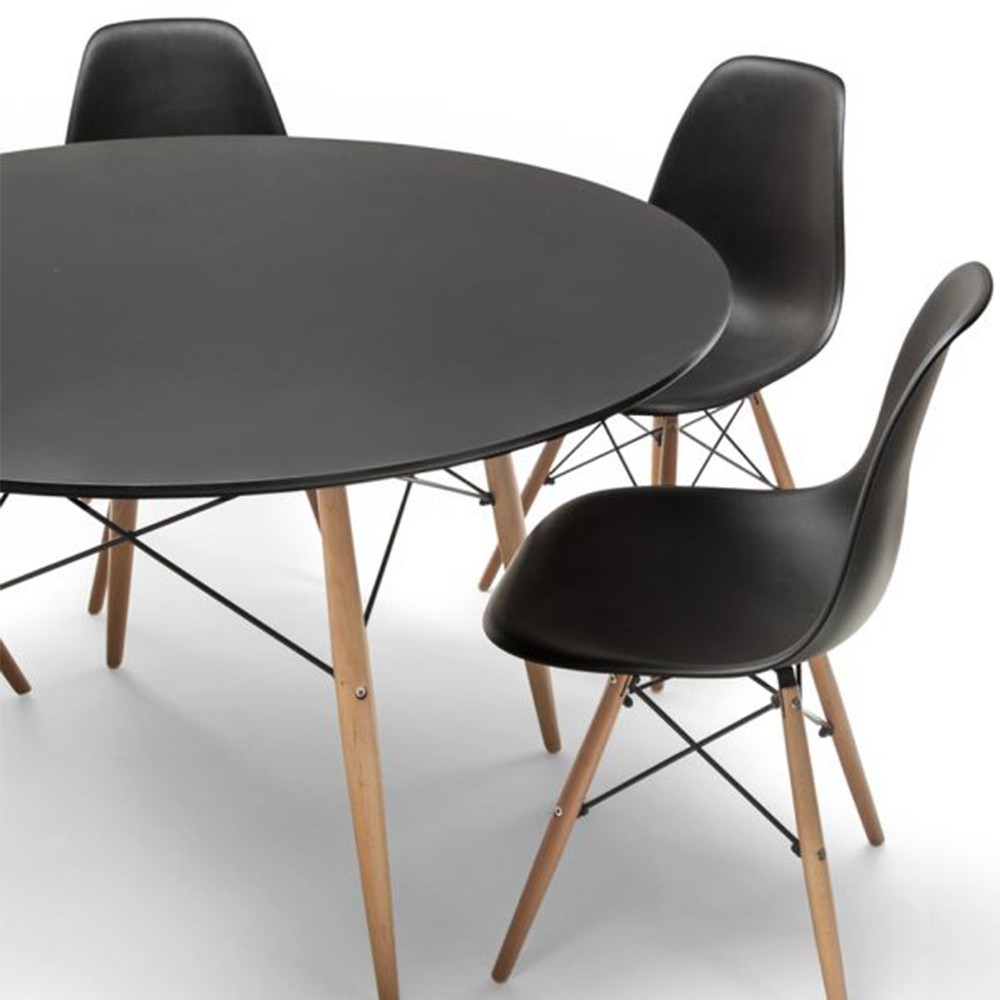 Pack de 4 sillas Negro TOW WOOD + mesa redonda 120 TOW DINING