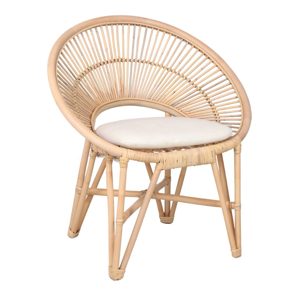 Sillón NASHIK – ratán Natural – cojín blanco