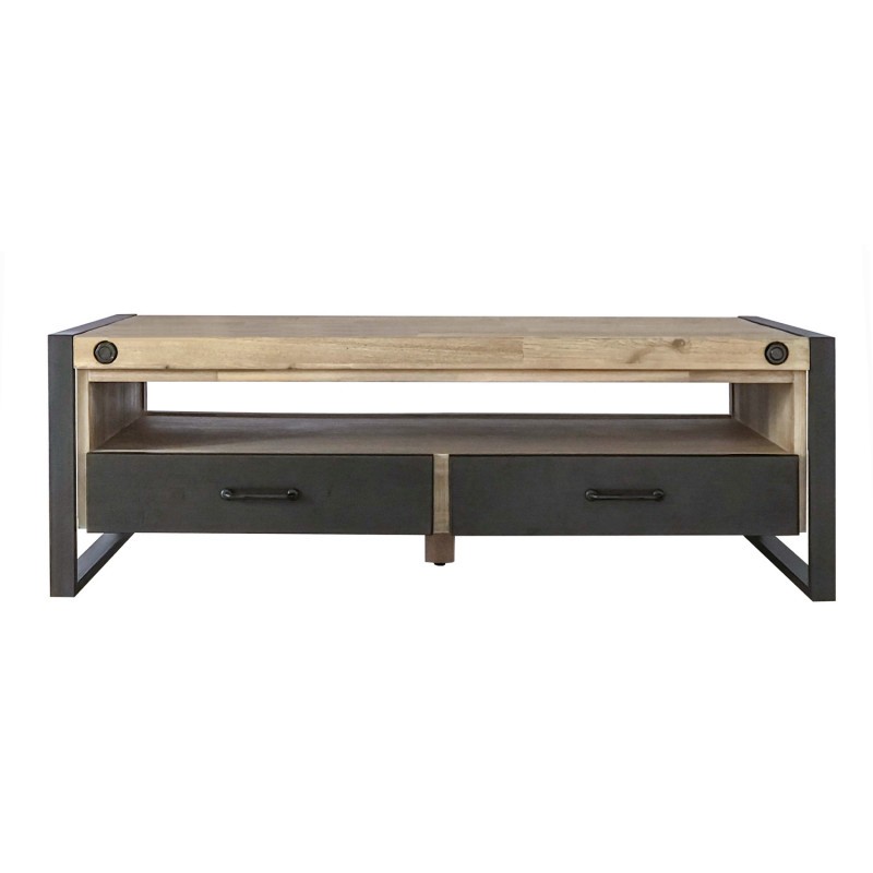 Mesa de centro SERLEO 120×60 – madera de acacia Natural – metal Mesa de centro SERLEO 120×60 – madera de acacia Natural – metal