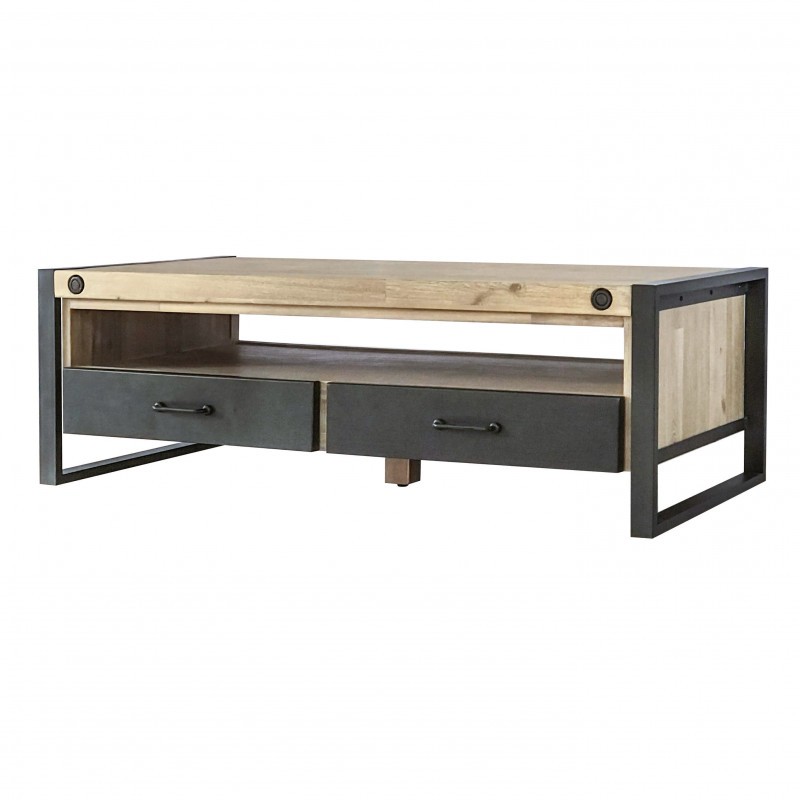 Mesa de centro SERLEO 120x60 - madera de acacia Natural - metal