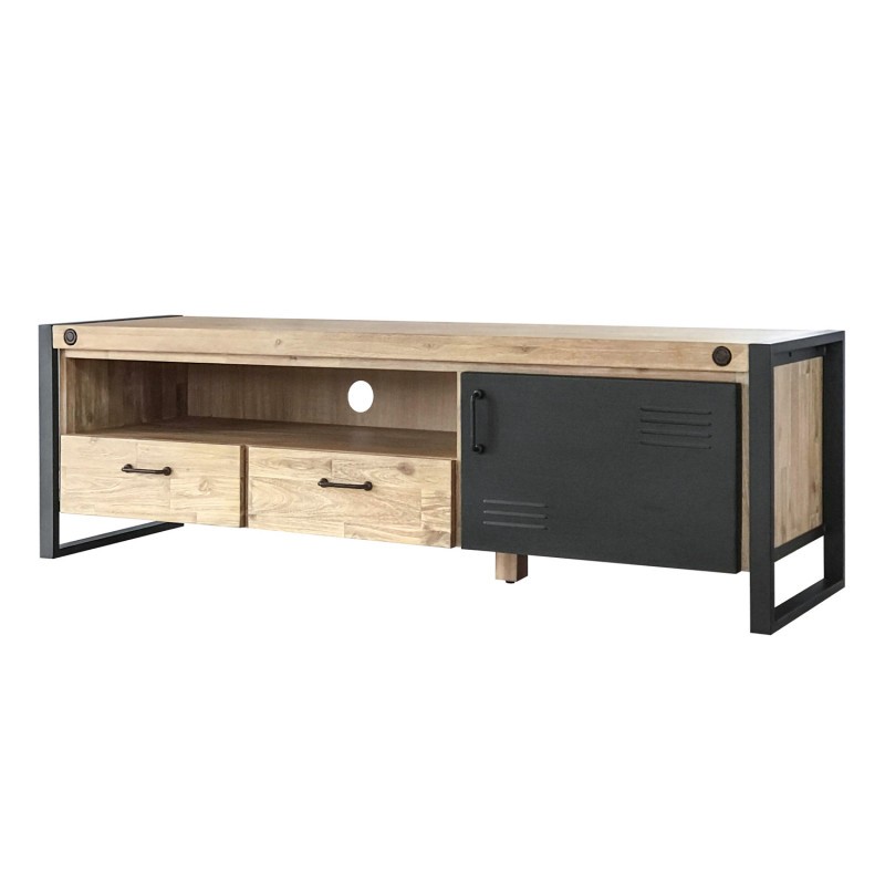 Mueble TV SERLEO 165x45 - madera de acacia Natural - metal
