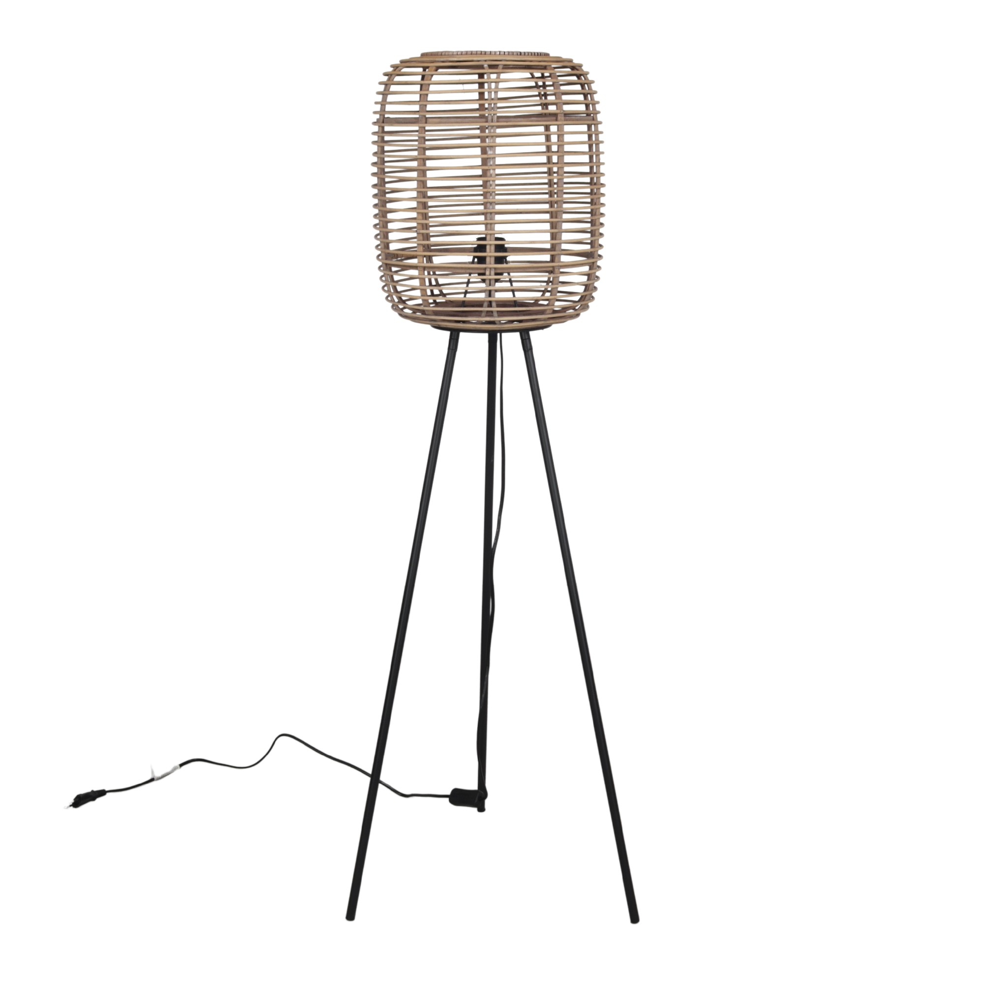 Lámpara de pie HANALEI – ratán Natural – metal Negro Lámpara de pie HANALEI – ratán Natural – metal Negro
