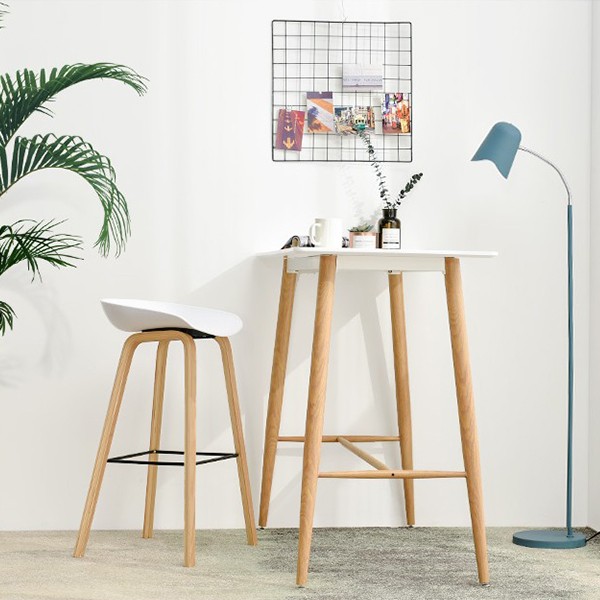 Taburete alto KAWA H75 - polipropileno Blanco - madera de Haya