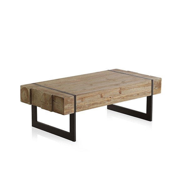 Mesa de centro FURTH 120×60 – madera de abeto Natural – metal Negro Mesa de centro FURTH 120×60 – madera de abeto Natural – metal Negro